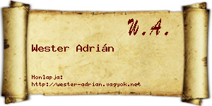 Wester Adrián névjegykártya